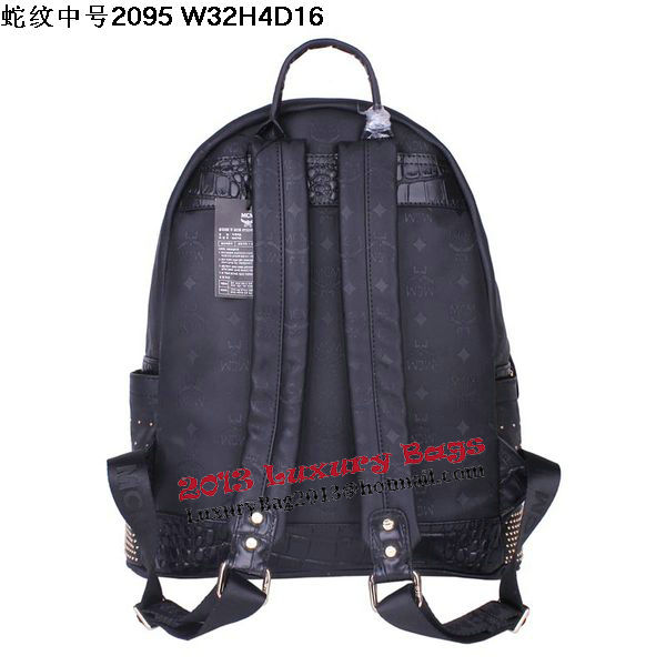 MCM Armour Medium Backpack Snake Leather MC2095 Black