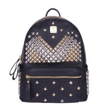 MCM Medium Stark Front Studs Backpack MC4237 Black