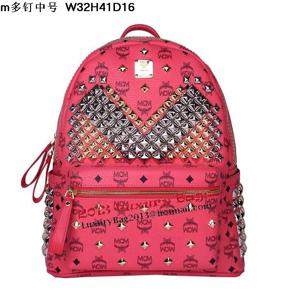 MCM Medium Stark Front Studs Backpack MC4237 Red