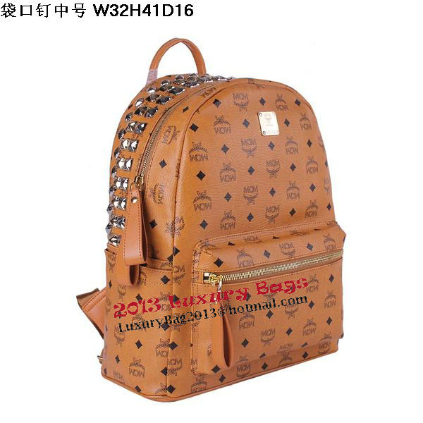 MCM Medium Top Studs Backpack MC4232 Wheat