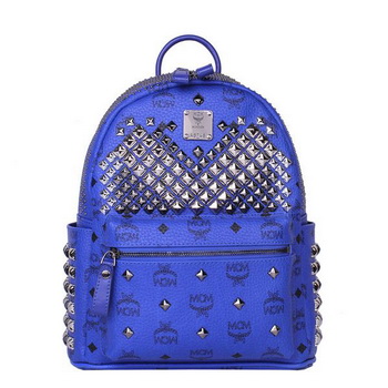 MCM Small Stark Front Studs Backpack MC4237S Blue