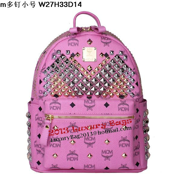 MCM Small Stark Front Studs Backpack MC4237S Rosy