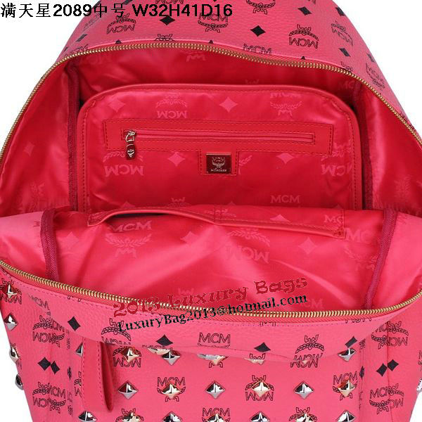 MCM Stark Studded Medium Backpack MC2089 Light Red