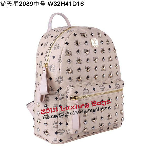 MCM Stark Studded Medium Backpack MC2089 OffWhite