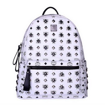 MCM Stark Studded Medium Backpack MC2089 White