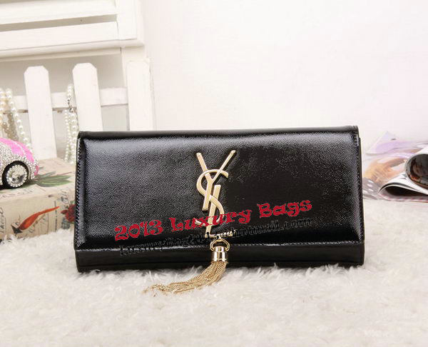 YSL Classic Monogramme Tassel Patent Leather Clutch Bag Y8908 Black