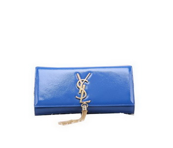 YSL Classic Monogramme Tassel Patent Leather Clutch Bag Y8908 Blue