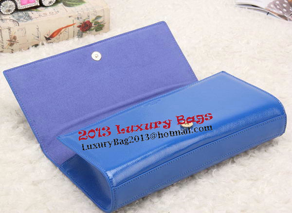 YSL Classic Monogramme Tassel Patent Leather Clutch Bag Y8908 Blue