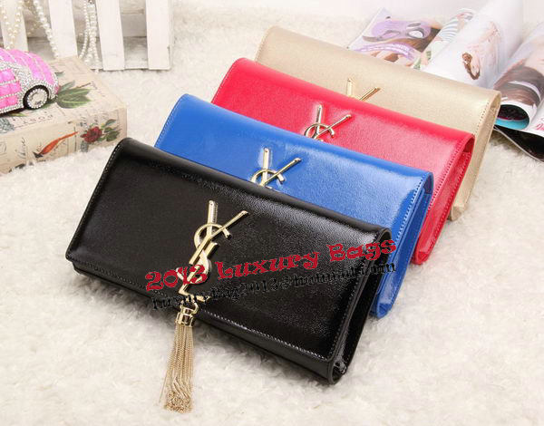 YSL Classic Monogramme Tassel Patent Leather Clutch Bag Y8908 Blue