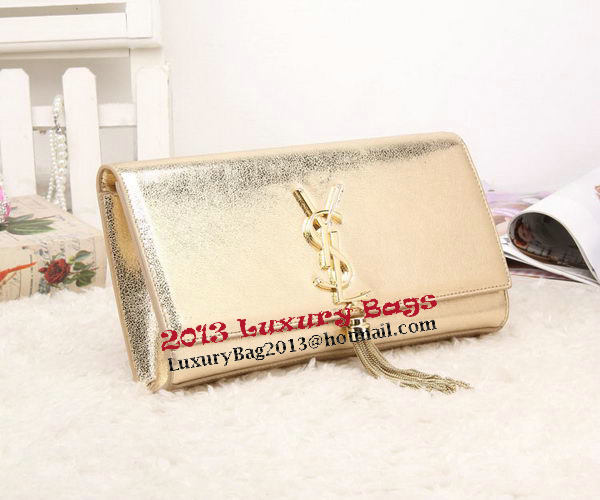 YSL Classic Monogramme Tassel Smooth Leather Clutch Bag Y8908 Gold