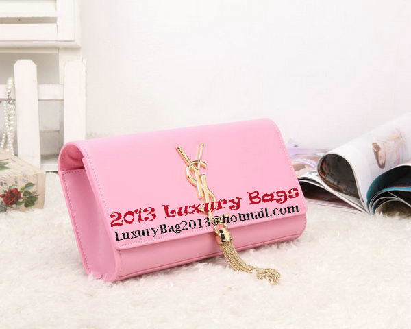 YSL Classic Monogramme Tassel Smooth Leather Clutch Bag Y8908 Pink