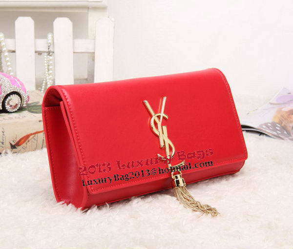 YSL Classic Monogramme Tassel Smooth Leather Clutch Bag Y8908 Red