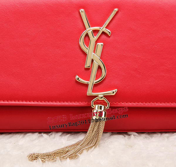 YSL Classic Monogramme Tassel Smooth Leather Clutch Bag Y8908 Red