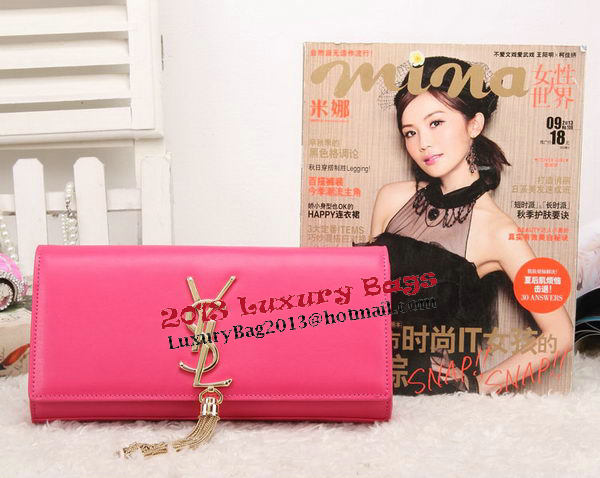 YSL Classic Monogramme Tassel Smooth Leather Clutch Bag Y8908 Rose