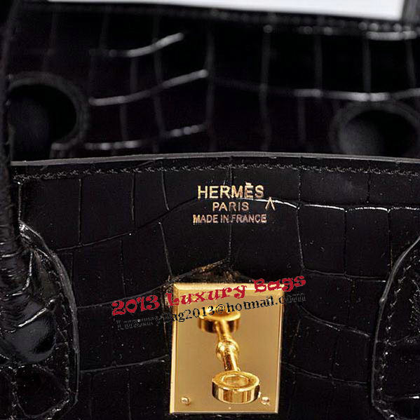 Hermes Birkin 35CM Tote Bag Black Iridescent Croco Leather Gold