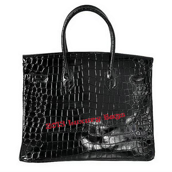 Hermes Birkin 35CM Tote Bag Black Iridescent Croco Leather Gold