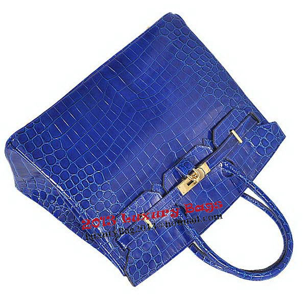 Hermes Birkin 35CM Tote Bag Blue Iridescent Croco Leather Gold