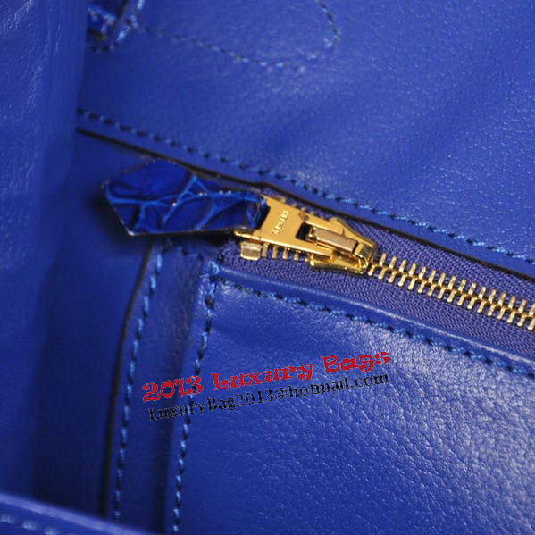 Hermes Birkin 35CM Tote Bag Blue Iridescent Croco Leather Gold