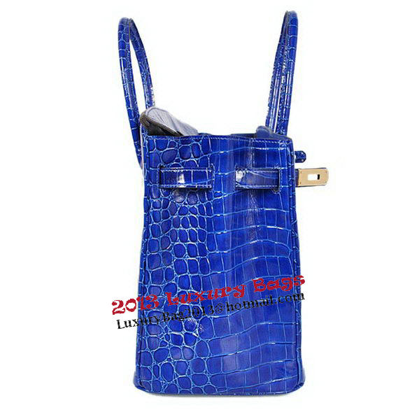 Hermes Birkin 35CM Tote Bag Blue Iridescent Croco Leather Gold