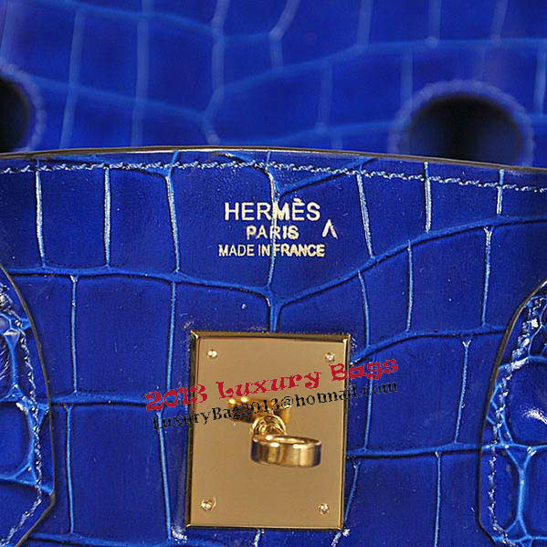 Hermes Birkin 35CM Tote Bag Blue Iridescent Croco Leather Gold