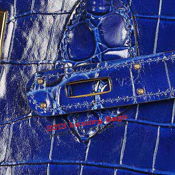 Hermes Birkin 35CM Tote Bag Blue Iridescent Croco Leather Gold