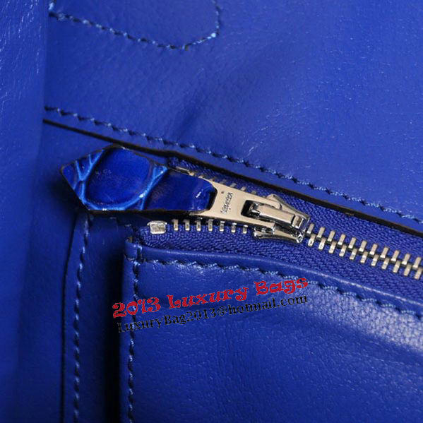 Hermes Birkin 35CM Tote Bag Blue Iridescent Croco Leather Silver