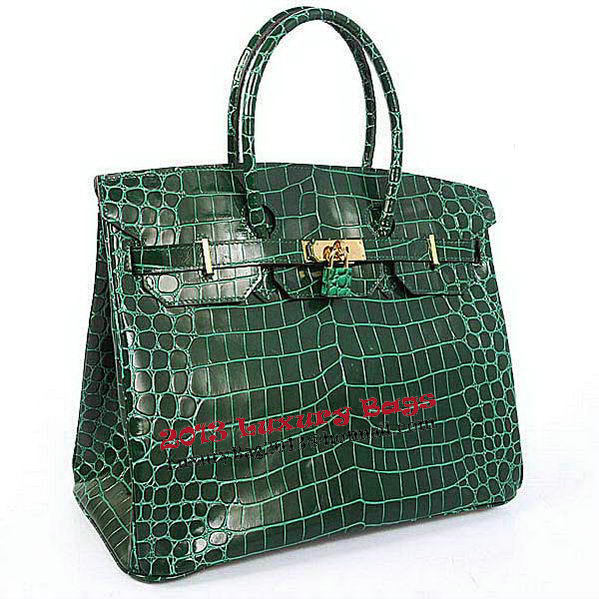 Hermes Birkin 35CM Tote Bag Green Iridescent Croco Leather Gold