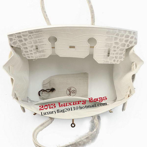 Hermes Birkin 35CM Tote Bag OffWhite Croco Leather Gold