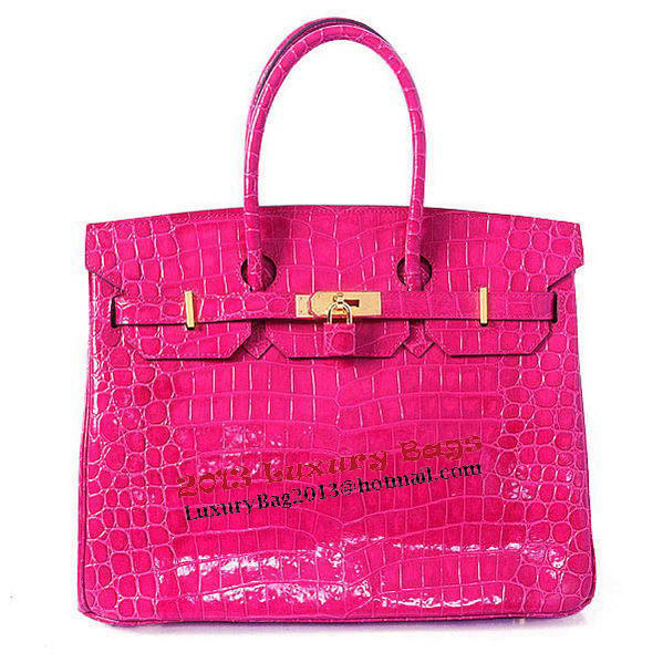 Hermes Birkin 35CM Tote Bag Peach Iridescent Croco Leather Gold