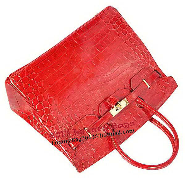 Hermes Birkin 35CM Tote Bag Red Iridescent Croco Leather Gold