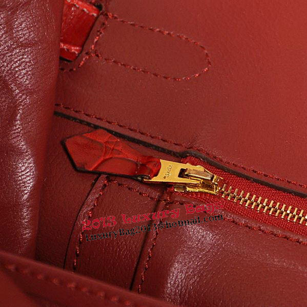 Hermes Birkin 35CM Tote Bag Red Iridescent Croco Leather Gold