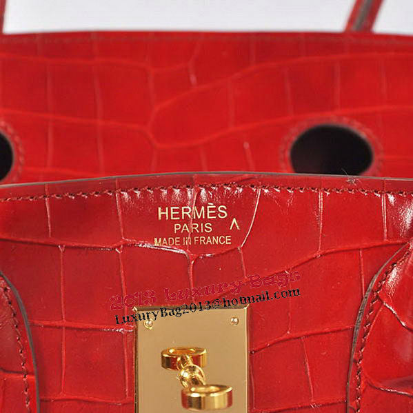 Hermes Birkin 35CM Tote Bag Red Iridescent Croco Leather Gold