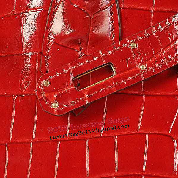 Hermes Birkin 35CM Tote Bag Red Iridescent Croco Leather Gold