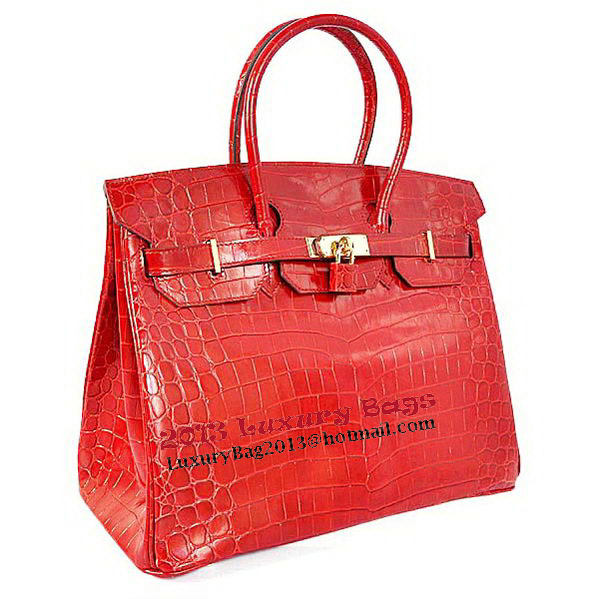 Hermes Birkin 35CM Tote Bag Red Iridescent Croco Leather Gold