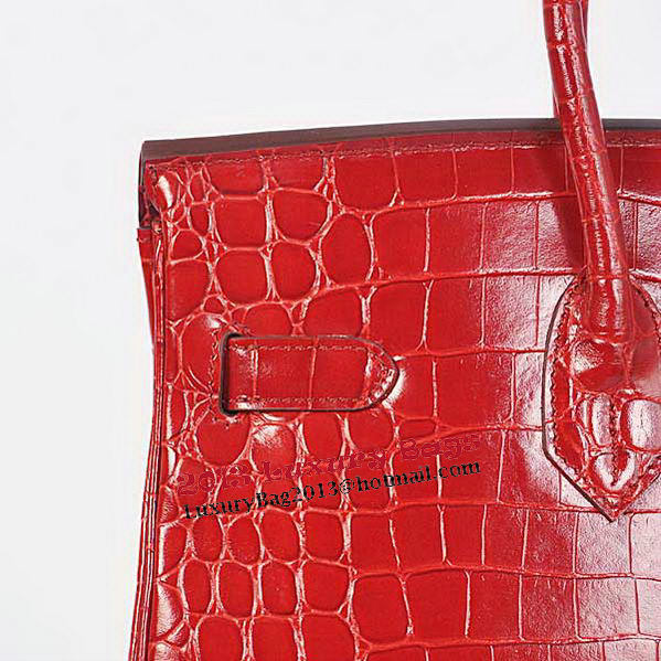 Hermes Birkin 35CM Tote Bag Red Iridescent Croco Leather Silver