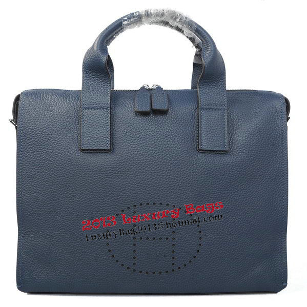 Hermes Briefcase Original Grainy Leather H8813 Royal