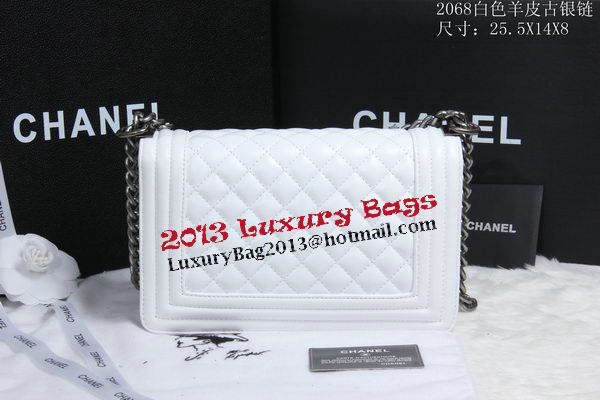 Boy Chanel Flap Shoulder Bag Sheepskin Leather CHA2068 White