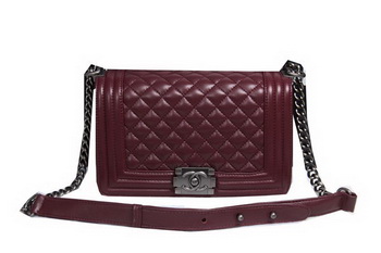 Boy Chanel Flap Shoulder Bag Sheepskin Leather CHA2068 Wine