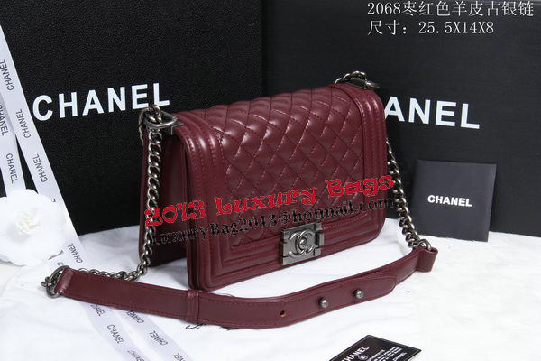 Boy Chanel Flap Shoulder Bag Sheepskin Leather CHA2068 Wine