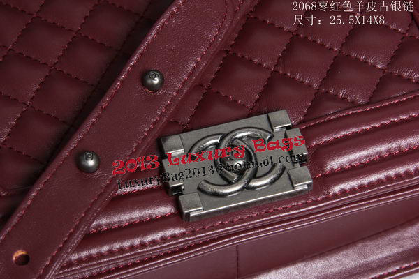 Boy Chanel Flap Shoulder Bag Sheepskin Leather CHA2068 Wine