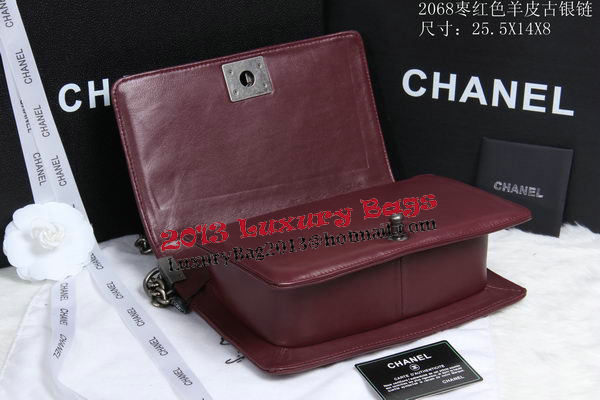 Boy Chanel Flap Shoulder Bag Sheepskin Leather CHA2068 Wine