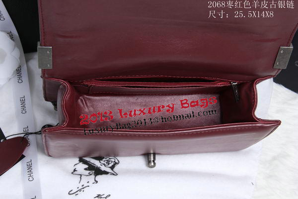 Boy Chanel Flap Shoulder Bag Sheepskin Leather CHA2068 Wine