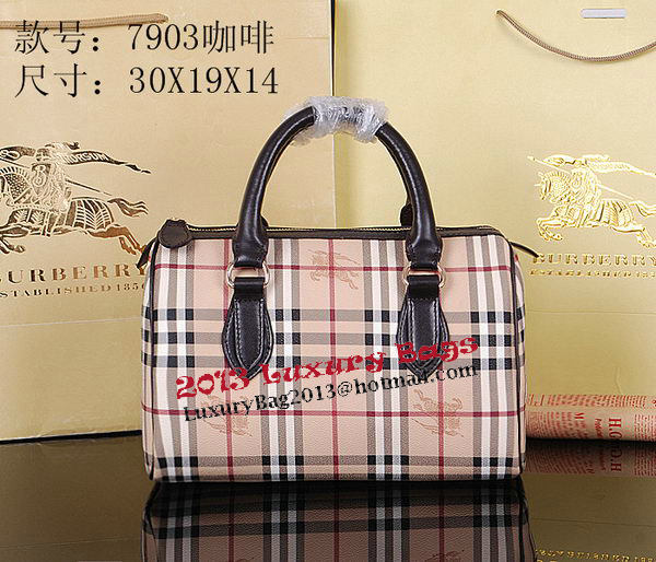 Burberry Medium Haymarket Check Bowling Bag 7903 Brown