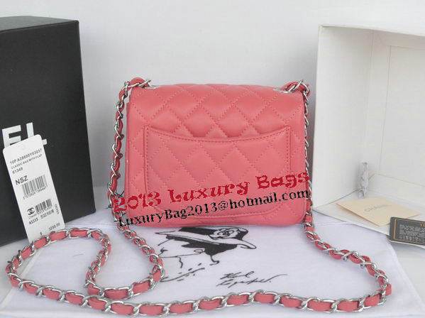 Chanel mini Classic Flap Bag Light Red Original Sheekskin 1115 Silver