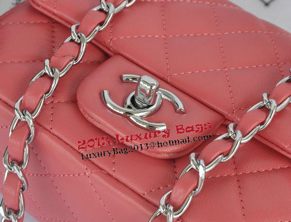 Chanel mini Classic Flap Bag Light Red Original Sheekskin 1115 Silver