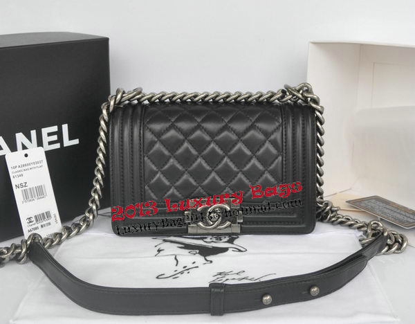 Chanel Boy Flap Shoulder Bag Black Original Lambskin Leather CHA67085 Silver