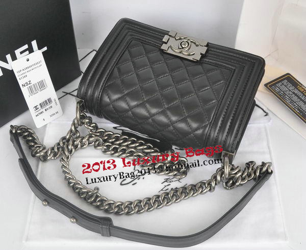 Chanel Boy Flap Shoulder Bag Black Original Lambskin Leather CHA67085 Silver