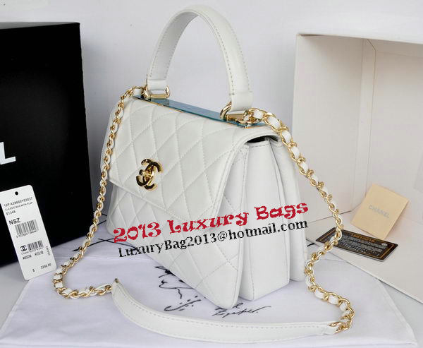 Chanel Classic Top Handle Bag Original Sheepskin Leather CHA92236 White