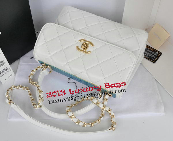 Chanel Classic Top Handle Bag Original Sheepskin Leather CHA92236 White