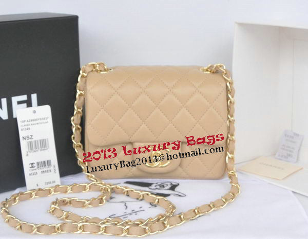 Chanel mini Classic Flap Bag Apricot Original Sheekskin CHA1115 Gold